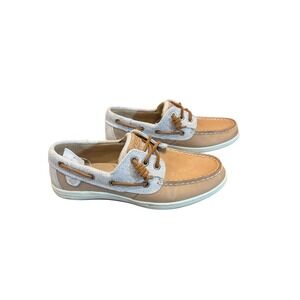 Sperry Songfish Wool Linen Boat Shoes Women's Size 6M Beige‎ Casual Leather